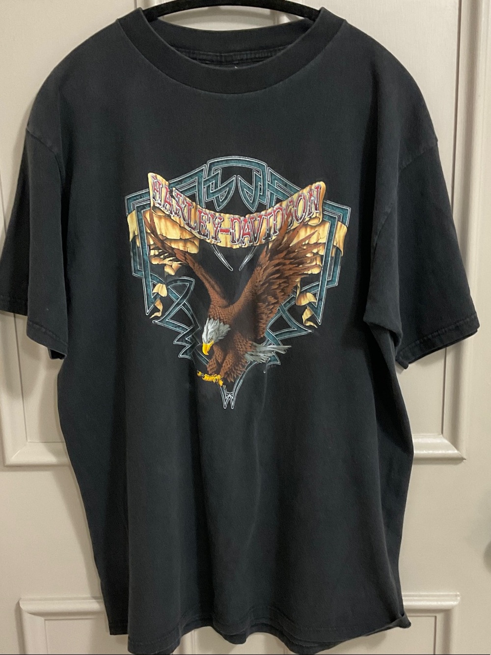 Harley-Davidson Black Tee with Eagle and Banner Graphic, vintage ,  XL